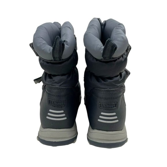 LL Bean Kids Gray Black Waterproof Hook Loop Mid Calf Winter Boots Size 3 289143 - Picture 5 of 7
